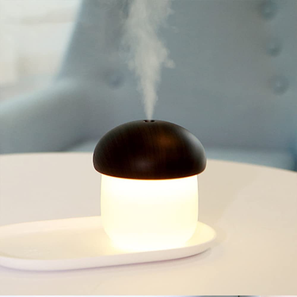 Humidifier Aroma Diffuser 250 ml Portable Mini USB Humidifier, with Night Light, Auto Shut-Off, for Car, Desk, Travel, Bedroom (Walnut)