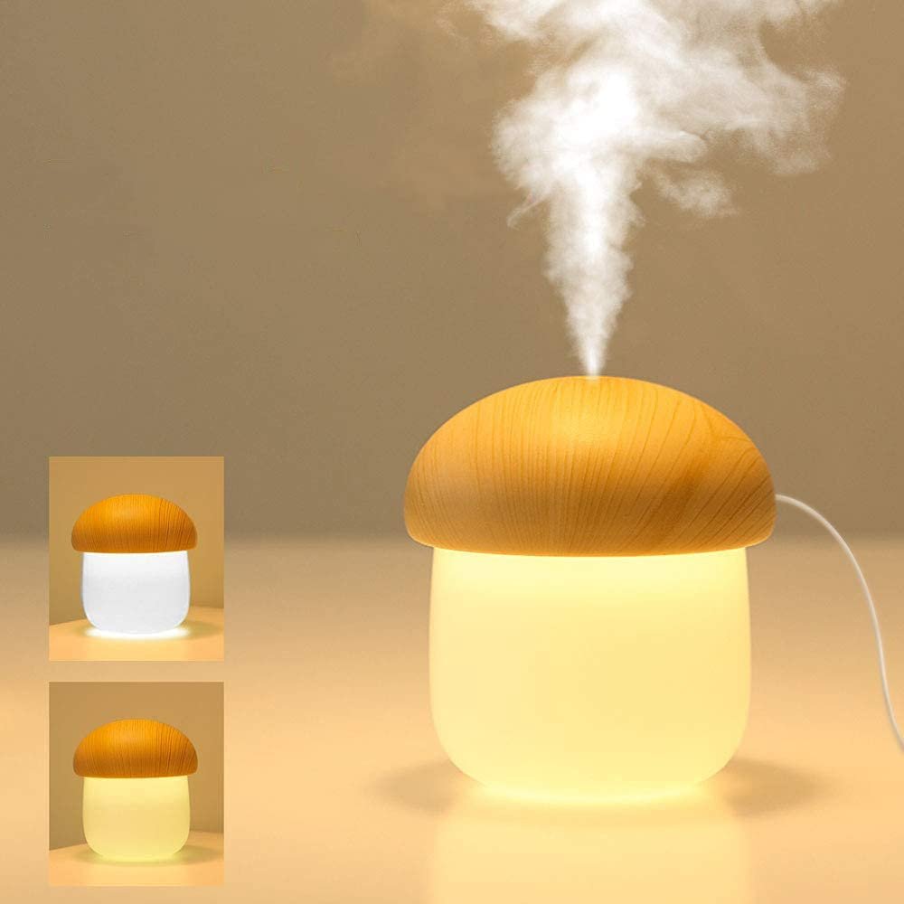 Humidifier Aroma Diffuser 250 ml Portable Mini USB Humidifier, with Night Light, Auto Shut-Off, for Car, Desk, Travel, Bedroom (White oak)