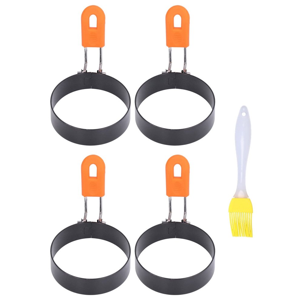 Eggs Rings, 4 Pack Egg Molds Stainless Steel Egg Cooking Ring Molds Pancake Mold for Frying Eggs Omelet Mcmuffin Sandwiches Breakfast Household Kitchen Cooking Tool