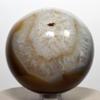 2.4" Brown White Agate Sphere Natural Sparkling Crystal Decor Ball Polished Mineral Stone - India + Stand view 1
