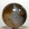 2.4" Brown White Agate Sphere Natural Sparkling Crystal Decor Ball Polished Mineral Stone - India + Stand view 3