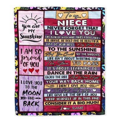 CenturyTee Personalized to My Niece Blanket from Aunt Uncle Titi Never Forget That I Love You Wood Niece Birthday Thanksgiving Christmas Customized Fleece Blanket (60 x 80 in Adult Size)
