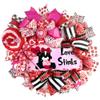 Handmade Valentines Day Deco Mesh Wreath,Valentines Ornament & Heart Ties, UV Protected Wreath Sign view 1
