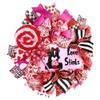 Handmade Valentines Day Deco Mesh Wreath,Valentines Ornament & Heart Ties, UV Protected Wreath Sign view 2