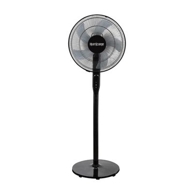 Hurricane Oscillating Pedestal Stand Fan, 12-Speed Cooling Unit, 16", Black - With Remote Control, Adjustable Tilt & Height, for Home, Bedroom, Office & Dorm