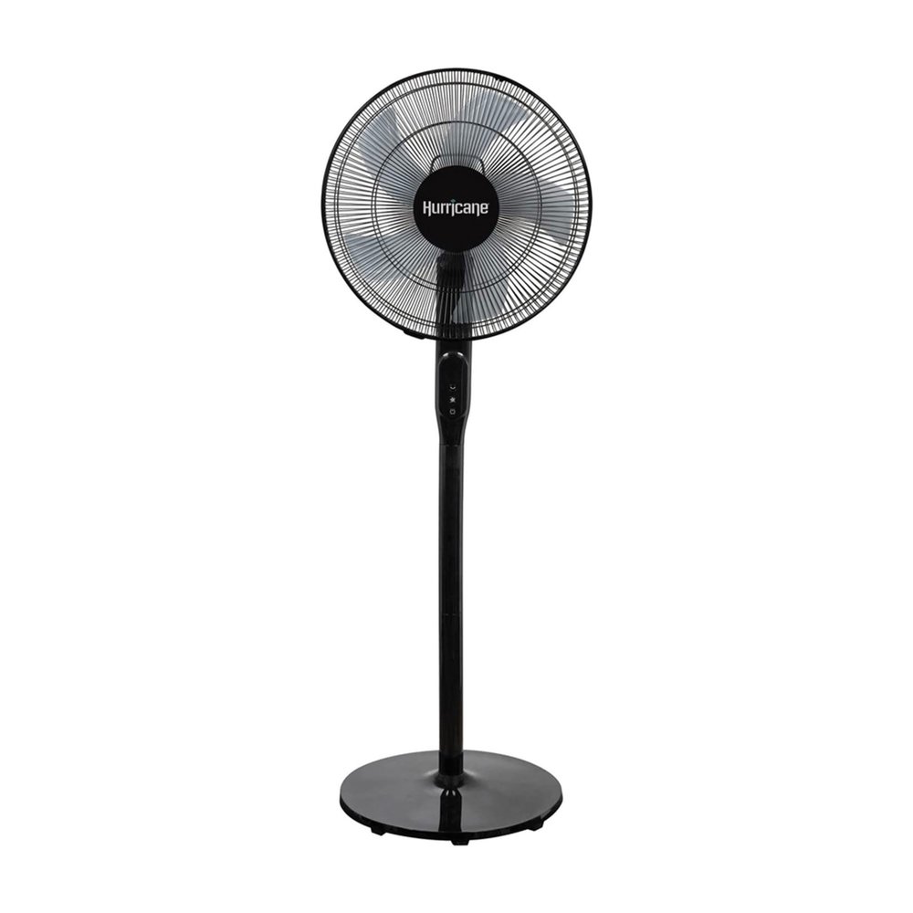 Hurricane Oscillating Pedestal Stand Fan, 12-Speed Cooling Unit, 16", Black - With Remote Control, Adjustable Tilt & Height, for Home, Bedroom, Office & Dorm