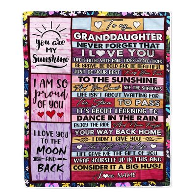 CenturyTee Personalized to My Granddaughter Blanket from Grandma Grandpa Papa Never Forget That I Love You Wood Granddaughter Birthday Christmas Fleece Throw Blanket (60 x 80 in Adult Size)
