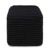 REDEARTH Cube Pouf Foot Stool Ottoman - Hand Knitted Poof - Cord Boho Pouffe - Home Dcor - Stuffed Footrest for Living Room - Bedroom - Covered Patio (16" x 16" x 16") - Black view 4
