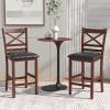 COSTWAY Barstools Set of 2, 25 Counter Height Mid Century Modern Island Chairs with Back, Soft Cushion & Faux Leather Seat, Wooden Armless Kitchen Stools for Home, Cafe Shop, Restaurant, Pub view 2