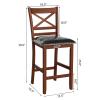 COSTWAY Barstools Set of 2, 25 Counter Height Mid Century Modern Island Chairs with Back, Soft Cushion & Faux Leather Seat, Wooden Armless Kitchen Stools for Home, Cafe Shop, Restaurant, Pub view 3