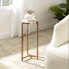 Kate and Laurel Aguilar Modern Drink Table; 9 x 9 x 23; Natural Stone and Gold; Genuine Quartz Accent Table for Small Spaces view 2