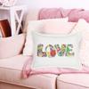 Catstudio Pastel Flower Power Love Hand Embroidered Pillow, Love Letters Spring Decorative Throw Pillows, Embroidered Couch Pillows, Perfect for Mom, Wife or Grandma view 3