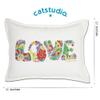 Catstudio Pastel Flower Power Love Hand Embroidered Pillow, Love Letters Spring Decorative Throw Pillows, Embroidered Couch Pillows, Perfect for Mom, Wife or Grandma view 4