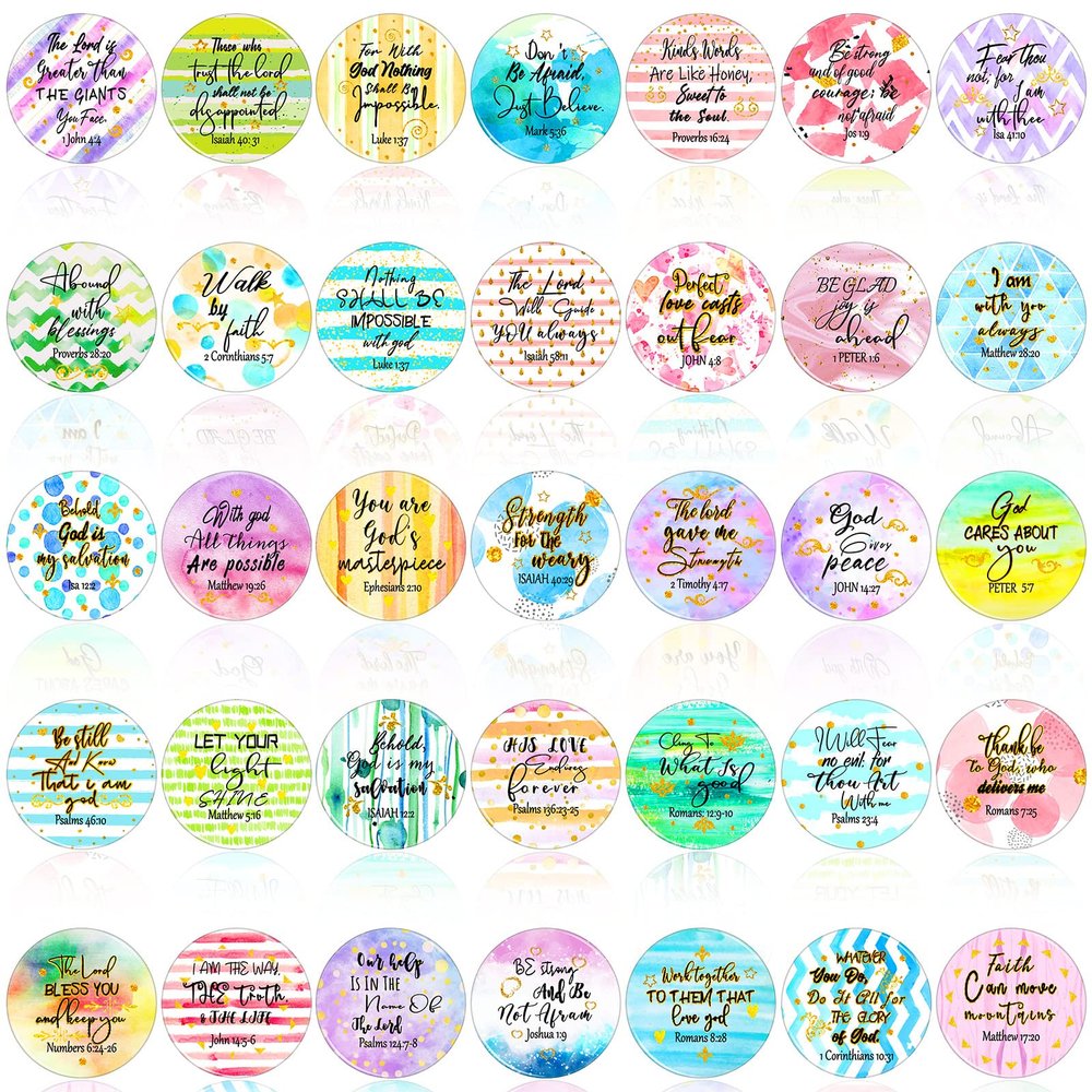 Flutesan 35 Pcs Inspirational Christian Magnets for Locker Decorative Refrigerator Magnet Bible Verse Fridge Magnetic Decorations Religious Scripture Prayer Gifts for Home Office Whiteboard, 1.26 Inch