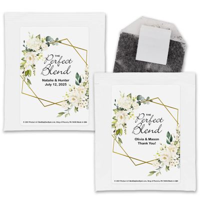 Best Day Ever Spot Tea Bags, Geometric Floral Personalized, Bridal Shower Tea Favors - Set of 30