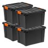 IRIS USA, 76 Quart Heavy Duty Plastic Storage Box, Black, Set of 4 view 1
