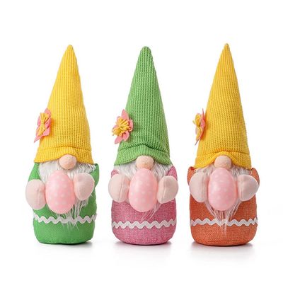 Easter Gnomes Decorations 2022 Easter Bunny Gnome Holding Egg Handmade Swedish Tomte Elf Stuffed Doll Bunny Cute Easter Faceless Dwarf Plush Bunny Ornaments Home Dcor Easter Gifts (C 3pcs)