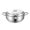 Deep Fryer Pot, 304 Stainless Steel Oil Fryer with Lid, Frying Pot with Thermometer, Deep Frying Pan for Kitchen French Fries, Fish and Shrimp (silver) (Size : 20cm) view 1