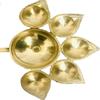 Brass Panch Diya for janmashtami Navaratri Diya Navratri Pooja Item Aarti Deepam Golden Brass Deepak Oil lamp Dia Deepawali Deepak Oil Lamps Pooja Jyot Gift Items Size 8 inch with Handle view 3