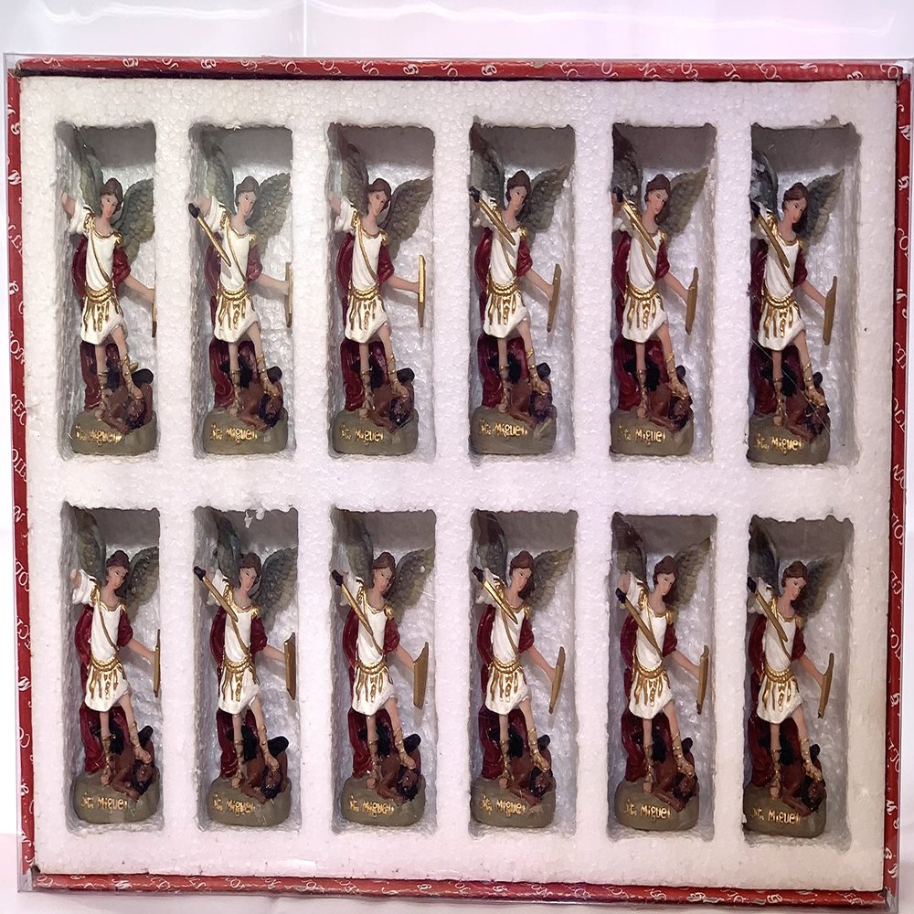 Set of 12pcs St. Miguel Arcangel 4" Inch Tall Religious Figure Statue
