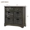 Goujxcy Rustic Storage Cabinet with Two Drawers and Four Classic Fabric Basket for Kitchen/Dining Room/Entryway/Living Room, Accent Furniture (Grey) view 2