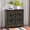 Goujxcy Rustic Storage Cabinet with Two Drawers and Four Classic Fabric Basket for Kitchen/Dining Room/Entryway/Living Room, Accent Furniture (Grey) view 3