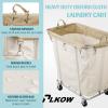 PLKOW Laundry Cart with Wheels 320L Large Rolling Laundry Cart for Commercial/Home, Rolling Laundry Basket with Steel Frame and Waterproof Lining, 9 Bushel, 32.3L x 19.7W x 30.7H Inch, Beige view 4