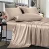 TREELY 4 Piece Satin Sheets Twin Size - Silky Smooth Taupe Sheet Set With Deep Pocket, Fitted Sheet, Flat Sheet, 2 Pillowcases view 1