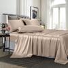 TREELY 4 Piece Satin Sheets Twin Size - Silky Smooth Taupe Sheet Set With Deep Pocket, Fitted Sheet, Flat Sheet, 2 Pillowcases view 2