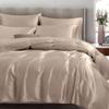 TREELY 4 Piece Satin Sheets Twin Size - Silky Smooth Taupe Sheet Set With Deep Pocket, Fitted Sheet, Flat Sheet, 2 Pillowcases view 3