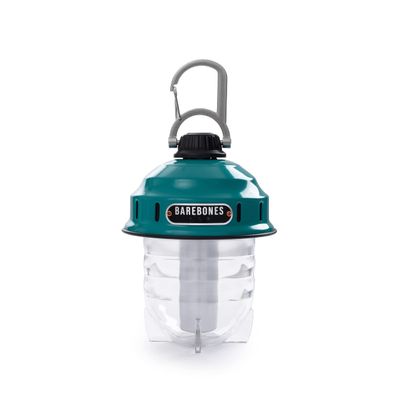 Barebones Beacon Hanging Light Teal, Rechargeable LED Camping Lantern with Adjustable Brightness Weatherproof Vintage-Style Hanging Lantern for Outdoor Adventures and Year-Round Use