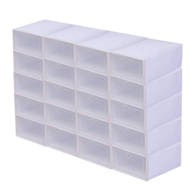 LYNICESHOP White 20 Pack Stackable Shoe Storage Box,Clear Plastic Shoe Box with Lids Foldable Shoe Box Storage Containers For Sneaker Drop Front Shoe Organizer Shoe Storage Bins 12.2 * 5.2''