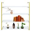 Eapmic 4-Tier 36in Floating Wall Shelves,Wall Mounted Storage DIY Open Bookshelf Decor Book for Living, Dining Room, Office, Wood Wall Shelf with Metal Brackets (4-Tier,36in,Gold) view 3
