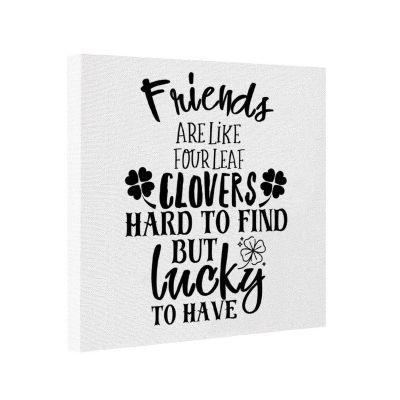 Pictures Prints, Friends Are Like Four Leaf Clovers Hard to Find But Lucky to Have Framed Canvas Print Wall Art Creative Window View Wall Art for Office Living Room 8x8''