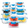 30 Pieces Glass Food Storage Containers, Meal Prep Set with Snap Locking Lids, Airtight lunch Containers, BPA-Free, Microwave, Oven, Freezer & Dishwasher Friendly,Blue view 1