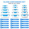 30 Pieces Glass Food Storage Containers, Meal Prep Set with Snap Locking Lids, Airtight lunch Containers, BPA-Free, Microwave, Oven, Freezer & Dishwasher Friendly,Blue view 2