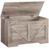 HOOBRO Storage Bench, 29.5 Retro Wooden Storage Chest with U-Shaped Cut-Out Pull, Safety Hinge, Supports 220 lb and Easy Assembly for Toy Box Organizer (Greige) BG77CW01 view 1