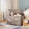 HOOBRO Storage Bench, 29.5 Retro Wooden Storage Chest with U-Shaped Cut-Out Pull, Safety Hinge, Supports 220 lb and Easy Assembly for Toy Box Organizer (Greige) BG77CW01 view 2
