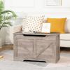 HOOBRO Storage Bench, 29.5 Retro Wooden Storage Chest with U-Shaped Cut-Out Pull, Safety Hinge, Supports 220 lb and Easy Assembly for Toy Box Organizer (Greige) BG77CW01 view 4