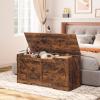 HOOBRO Storage Bench, 39.4 Retro Wooden Storage Chest with U-Shaped Cut-Out Pull, Safety Hinge, Supports 220 lb and Easy Assembly for Toy Box Organizer (Rustic Brown) BF771CW01 view 2