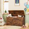 HOOBRO Storage Bench, 39.4 Retro Wooden Storage Chest with U-Shaped Cut-Out Pull, Safety Hinge, Supports 220 lb and Easy Assembly for Toy Box Organizer (Rustic Brown) BF771CW01 view 3