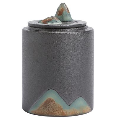 10cm Chinese Pottery Hand Painted Tea Caddy Creative Storage Jar Kung Fu Tea Ceremony