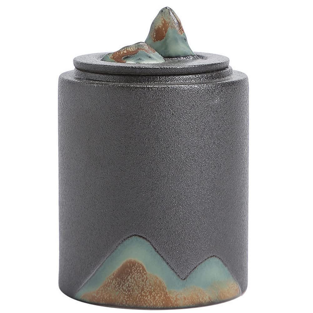 10cm Chinese Pottery Hand Painted Tea Caddy Creative Storage Jar Kung Fu Tea Ceremony