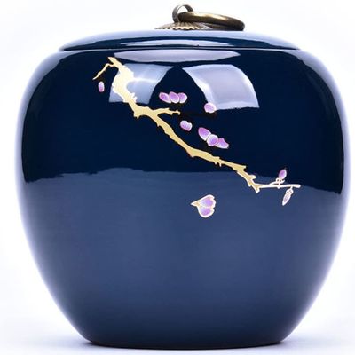12cm Ceramic Plum Flower Pattern Tea Caddy Puer Sealed Storage Jar Kung Fu Tea Set