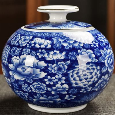 13.8cm Blue White Porcelain Tea Caddy Sealed Storage Jar Tea Cans Kung Fu Tea Set