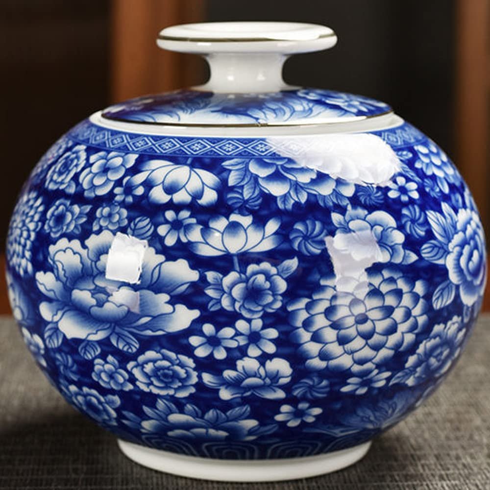 13.8cm Blue White Porcelain Tea Caddy Sealed Storage Jar Tea Cans Kung Fu Tea Set