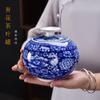 13.8cm Blue White Porcelain Tea Caddy Sealed Storage Jar Tea Cans Kung Fu Tea Set view 2