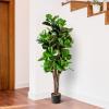 Happygrill 5FT Artificial Greenery Tree, Indoor Fake Fiddle Leaf Fig Tree Plants in Pot, Faux Ficus Lyrata Tree for Home, Office, Living Room Decoration view 3