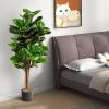Happygrill 5FT Artificial Greenery Tree, Indoor Fake Fiddle Leaf Fig Tree Plants in Pot, Faux Ficus Lyrata Tree for Home, Office, Living Room Decoration view 4