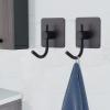 VAEHOLD 6 Pack Adhesive Wall Hooks, Heavy Duty Sticky Holder Aluminum Towel Hooks for Hanging Coat, Hat, Key, Clothes, Closet Hook Wall Mount for Kitchen, Bathroom, Office (Black) view 2